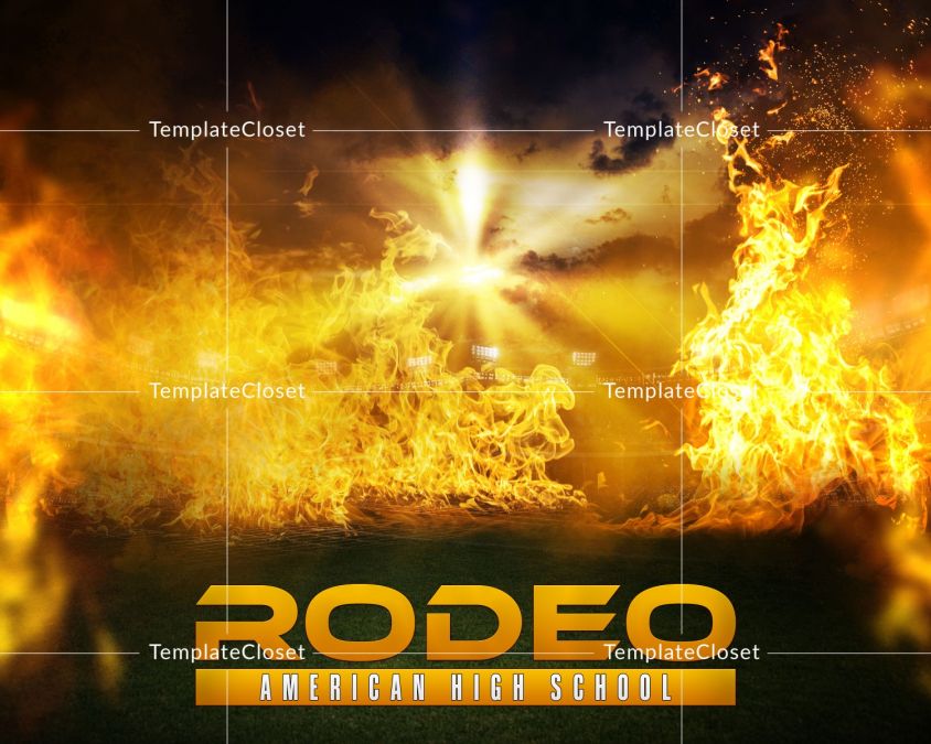 Rodeo Fire Effect American High School Photography Template
