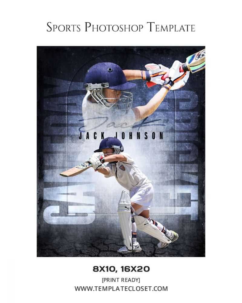 Cricket Green Effect Sports Print Ready Template