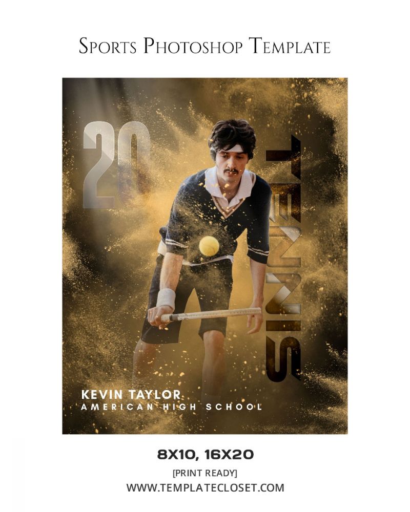 Tennis Senior Memory Mate Sport Photography Template