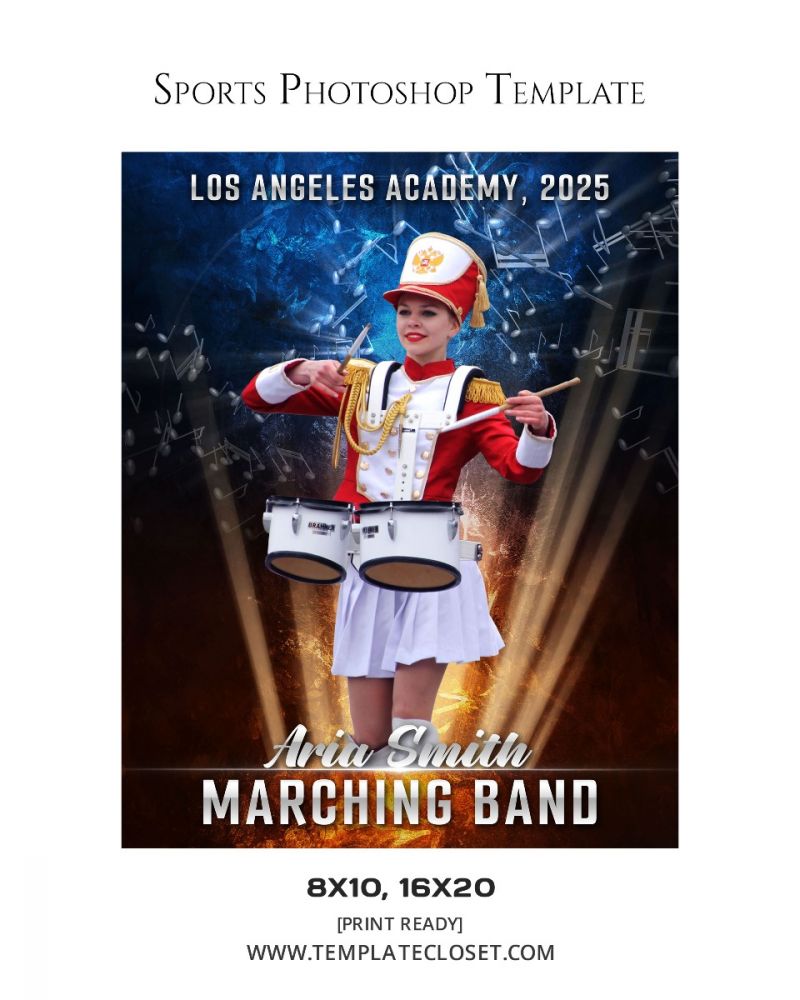 Aria Smith - Marching Band Senior Multi Effect Customized Photography Template