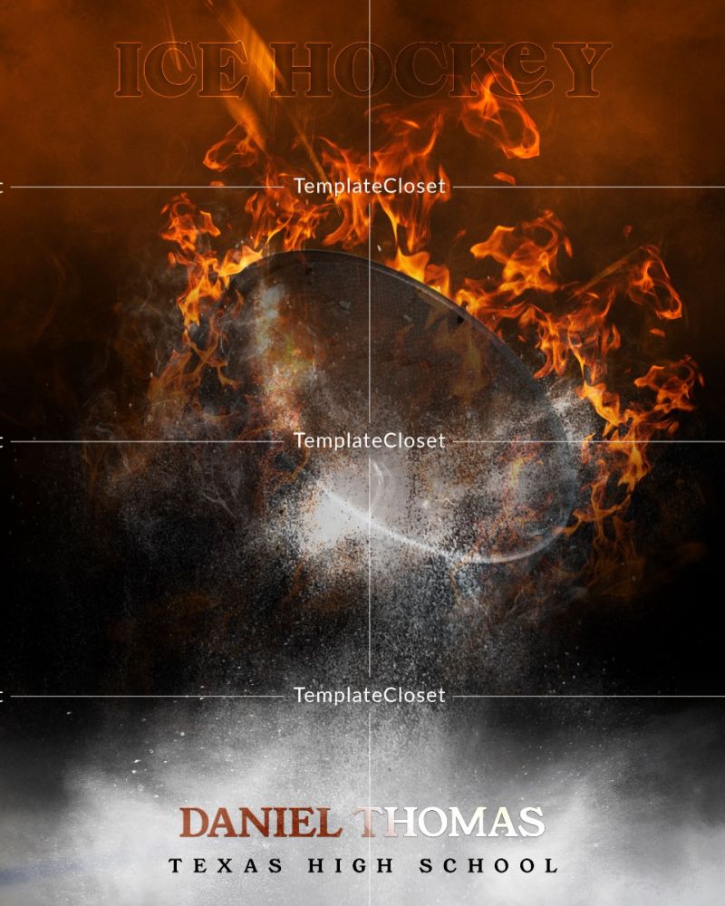 Daniel Thomas - Ice Hockey Senior Fire Effect Customized Sport Photography Poster
