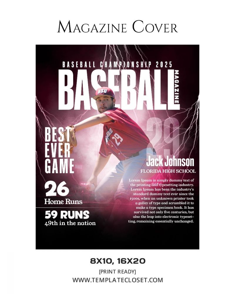 Baseball Florida High School Signature Effect Sport Photography Template