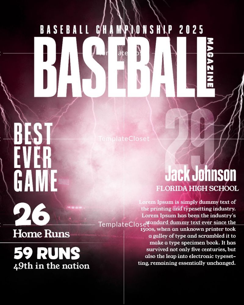 Fully Customized Baseball Championship Magazine Cover