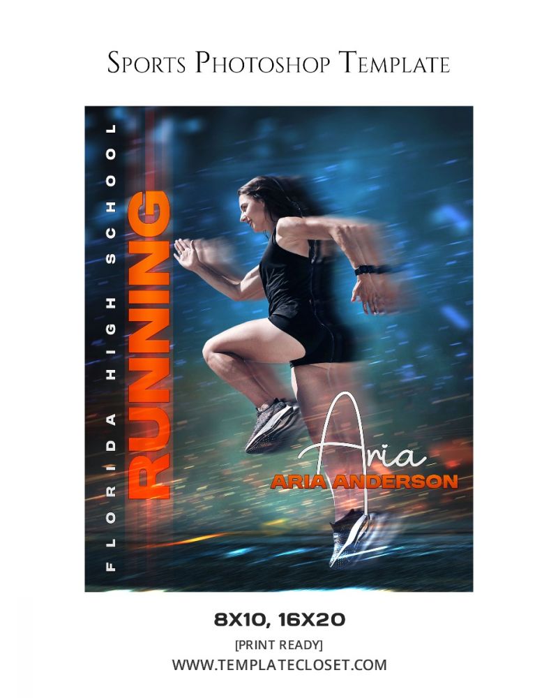 Aria Anderson - Running Customized Multi Layer Photoshop Poster