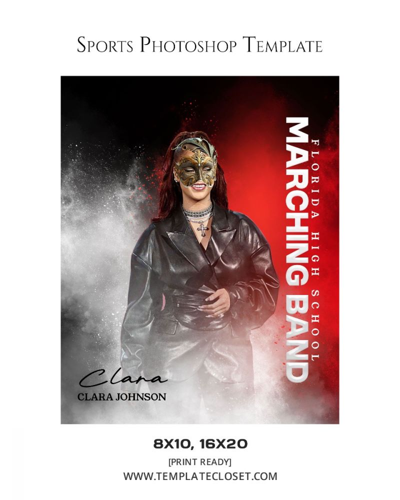 Marching Band Senior Customized Multi Layer Photography Template
