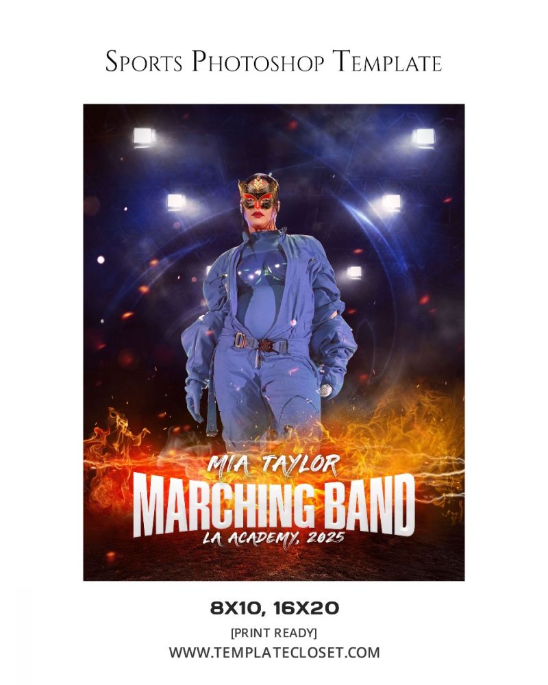 Marching Band Fire Effect Multi Layer Photography Template