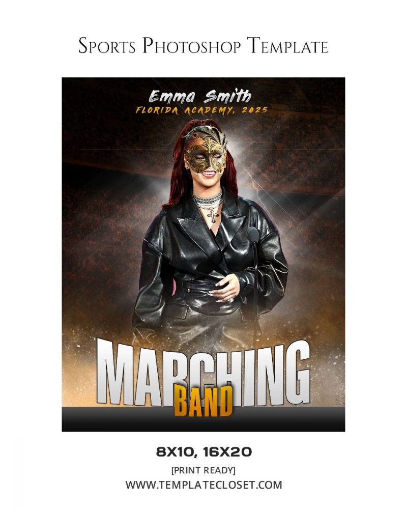 Marching Band Senior Glow Sport Photoshop Template