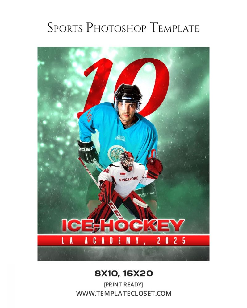 Ice Hockey Memory Mate Senior Photography Photoshop Template
