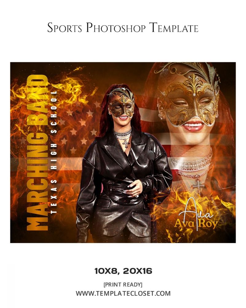 Marching Band Fire Effect Senior Photoshop Poster