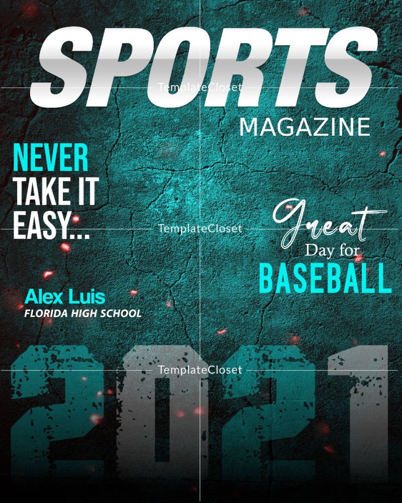 BaseballSportsMagazineCover@templatecloset.com