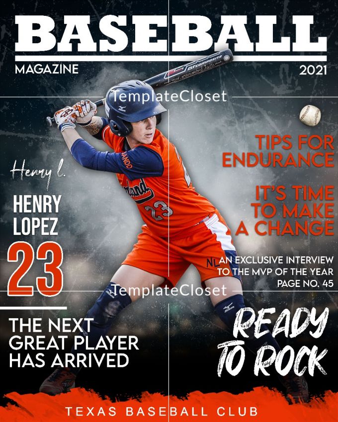 Baseball Magazine Cover Template Photography