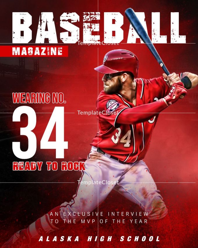 Baseball Sports Magazine Cover Template