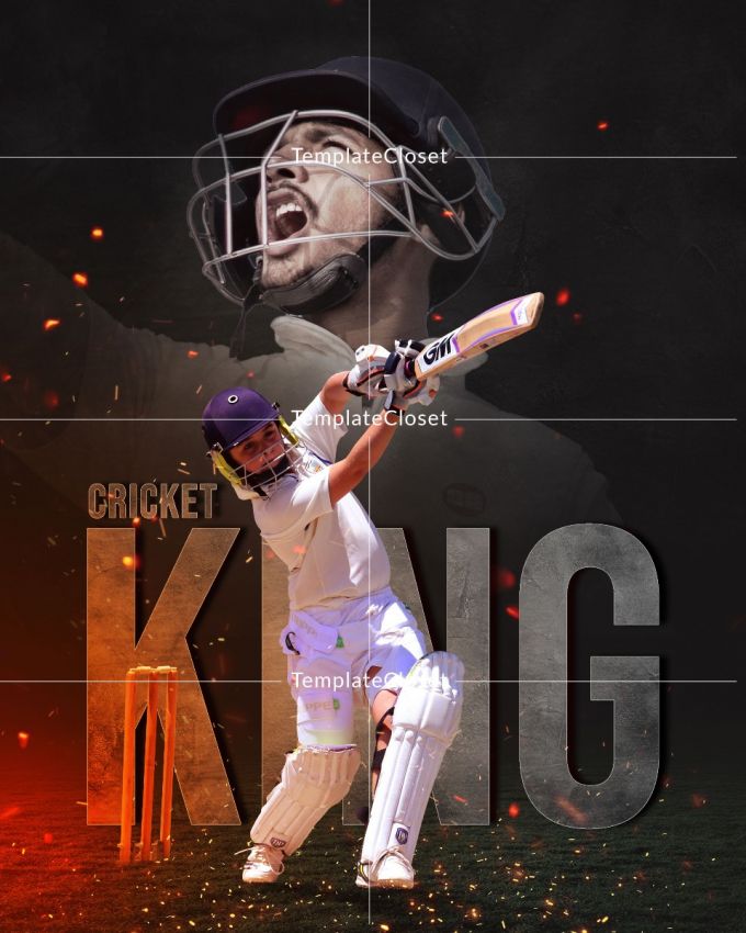Cricket King Memory Mate Photoshop Template