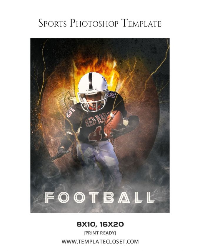 Sports Poster Photo Template - American Football - Photoshop