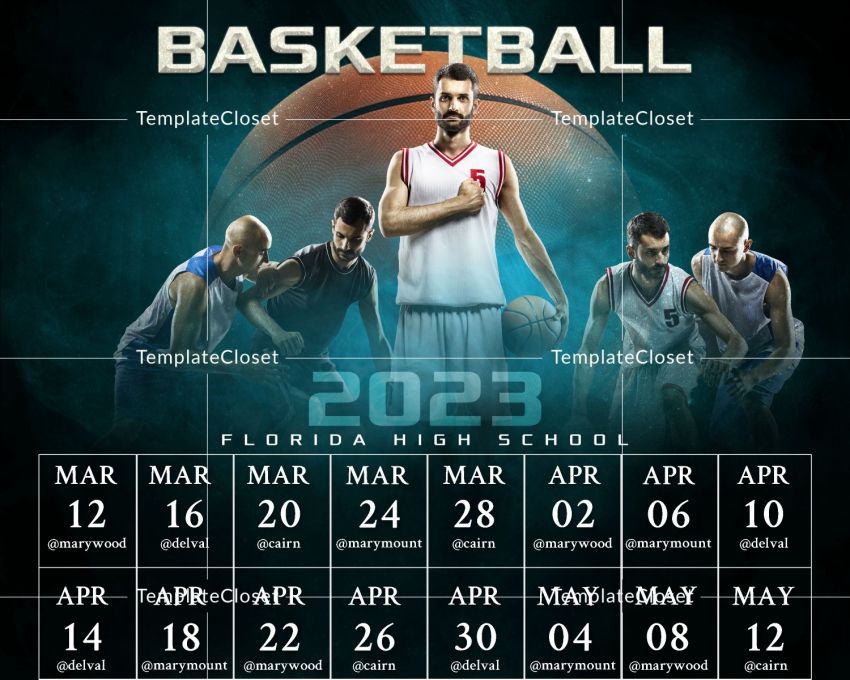 Basketball Schedule Card Template Photography