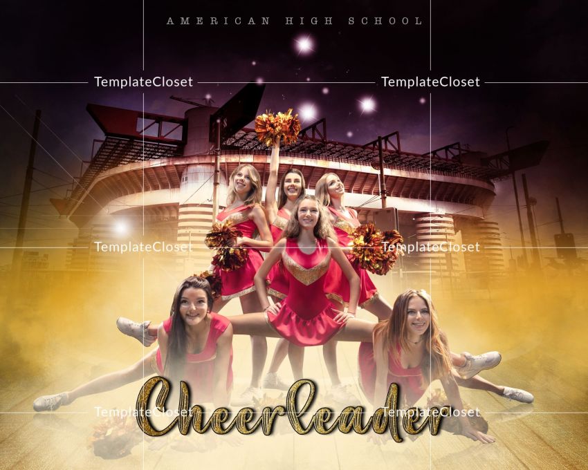 Cheerleader Light Effect Print Ready Sports Template