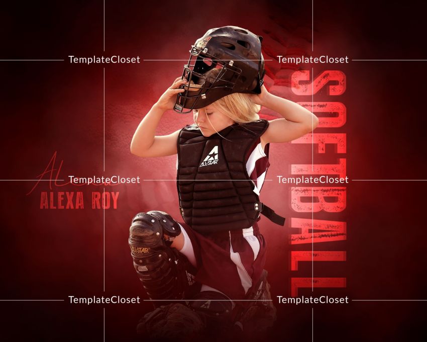 Softball Customizable Sports Photoshop Template